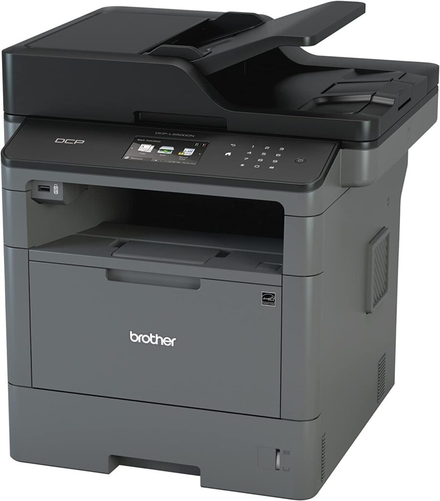 Brother Monochrome Laser Printer, Multifunction Printer and Copier, DCP-L5500DN, Flexible Network Connectivity, Duplex Printing, Mobile Printing  Scanning, Amazon Dash Replenishment Ready (Renewed)