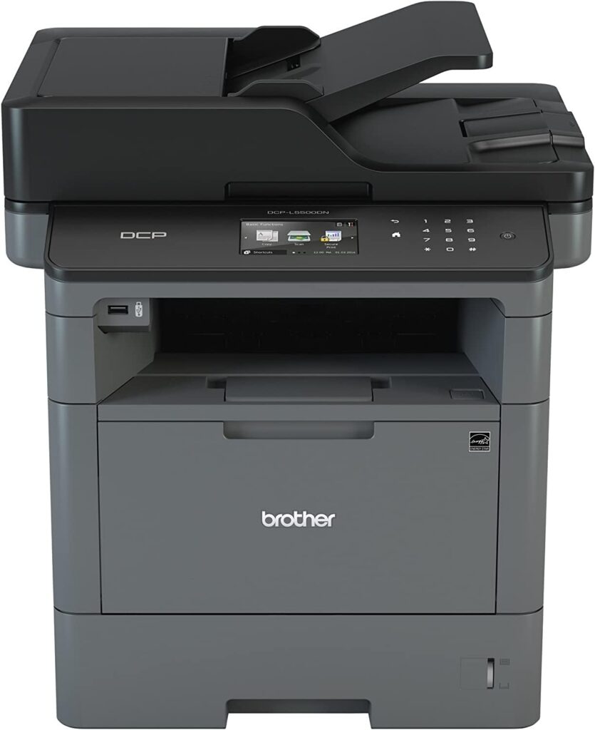 Brother Monochrome Laser Printer, Multifunction Printer and Copier, DCP-L5500DN, Flexible Network Connectivity, Duplex Printing, Mobile Printing  Scanning, Amazon Dash Replenishment Ready (Renewed)