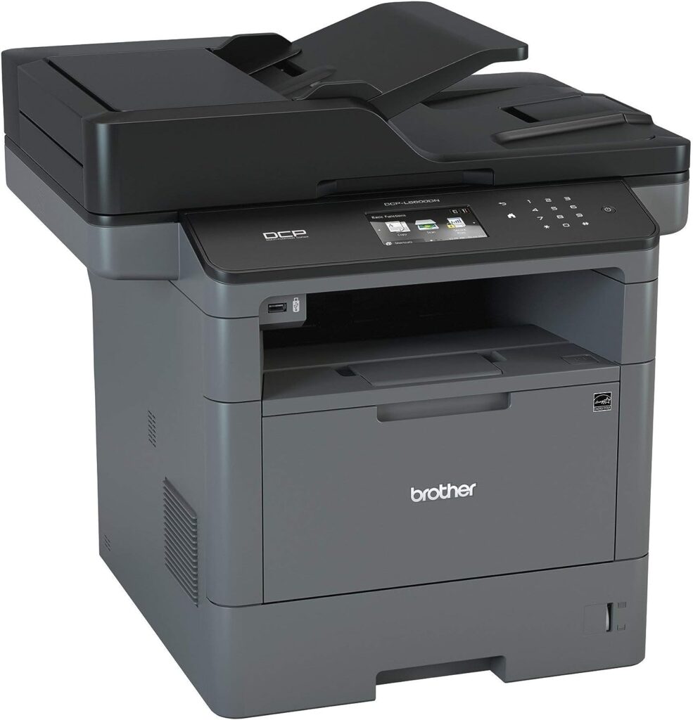 Brother Monochrome Laser Printer, Multifunction Printer and Copier, DCP-L5600DN, Flexible Network Connectivity, Duplex Printing, Mobile Printing, Replenishment Ready, Black, 19.1 x 19.5 x 16.8