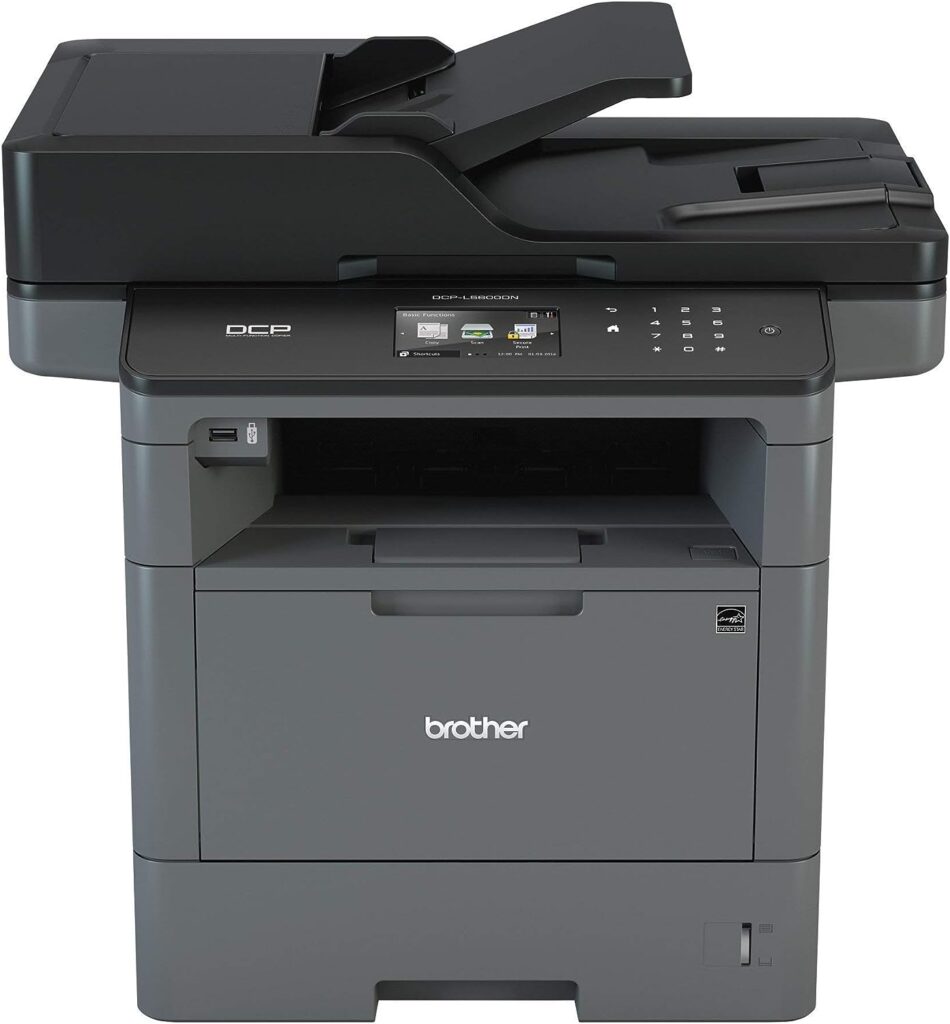 Brother Monochrome Laser Printer, Multifunction Printer and Copier, DCP-L5600DN, Flexible Network Connectivity, Duplex Printing, Mobile Printing, Replenishment Ready, Black, 19.1 x 19.5 x 16.8