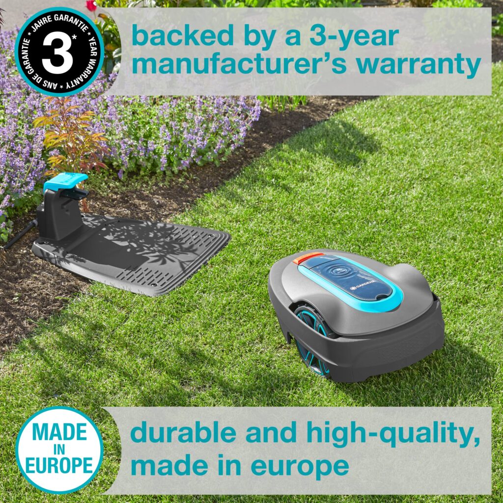 GARDENA 15002-20 SILENO City - Automatic Robotic Lawn Mower, with Bluetooth app and Boundary Wire, one of The quietest in its Class, for lawns up to 5400 Sq Ft, Made in Europe, Grey