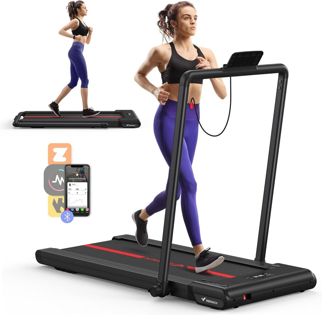 MERACH Treadmill, Walking Pad for Home, 2 in 1 Folding Under Desk Treadmill, 2.5HP Smart Walking Treadmill  Merach Mini Massage Gun, Upgrade Powerful Deep Tissue Percussion Muscle Massager Gun